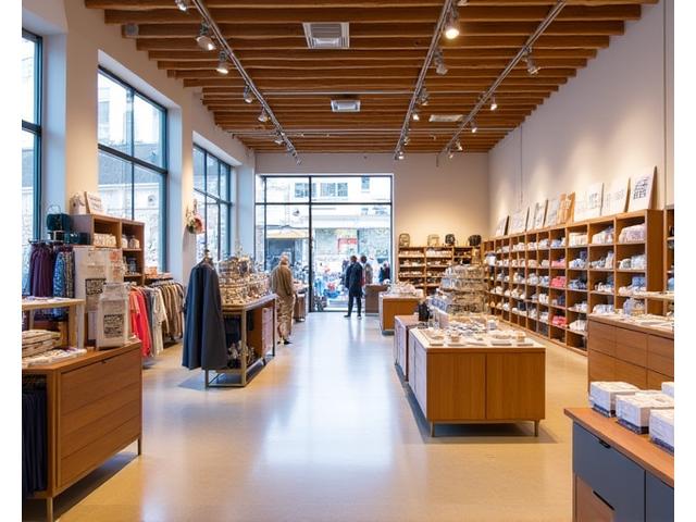 Ny indretning af en butik med lyse farver og synlige træbjælker